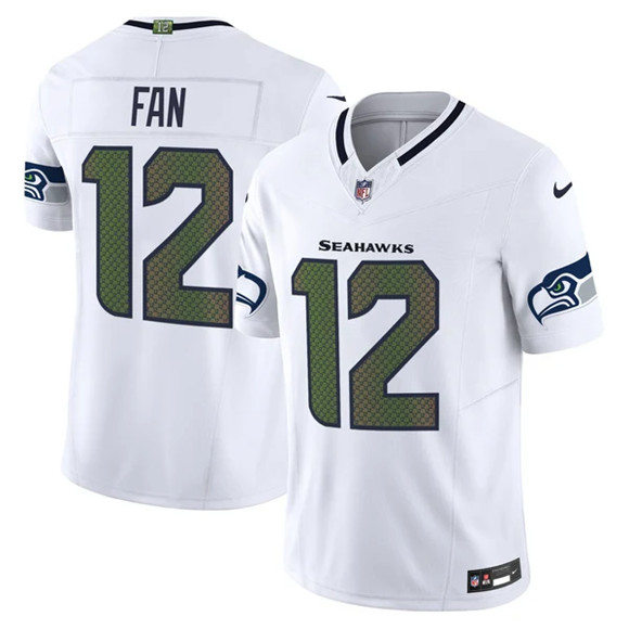 Men's Seattle Seahawks #12 Fan White 2025 F.U.S.E. “Rivalries” Vapor Untouchable Limited Stitched Football Jersey